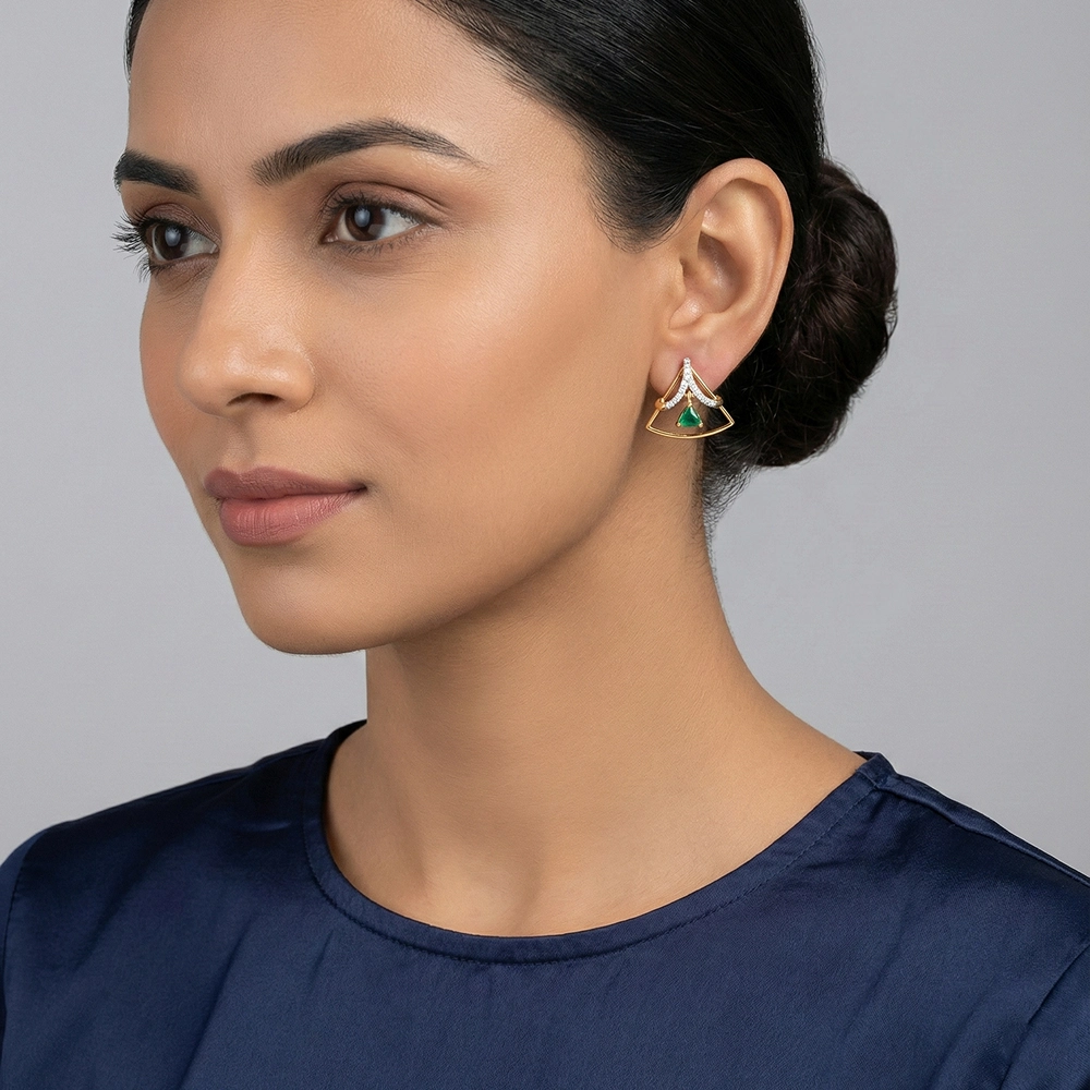 Yellow Gold Earrings APS00404E - Image 2